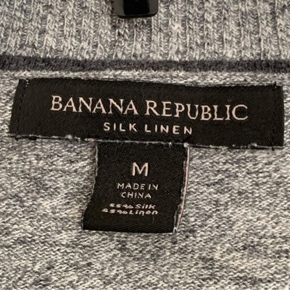 BANANA REPUBLIC.Long Sleeve, Black/White. Lightweight Sweater.Silk/Linen.M.‎